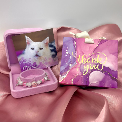 Vzpomínkový náramek kocourka Moríska - růžový 2