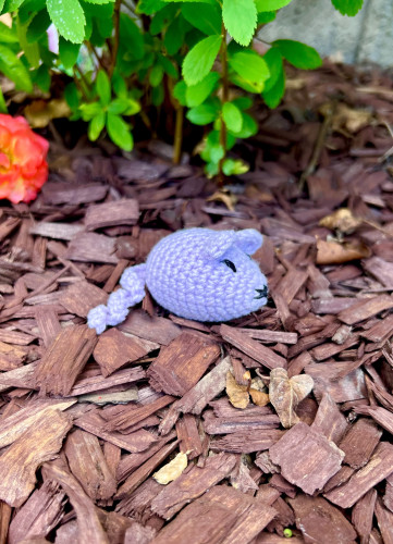 Háčkovaná myška s kozlíkem a šantou 3