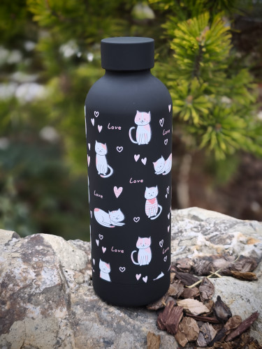 Černá termoska s kočičkami - 500 ml 1