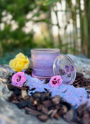 Skleněná dóza - fialková 2