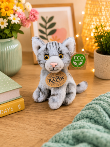 Plyšová kočka 14 cm sedící ECO-FRIENDLY - šedá 1