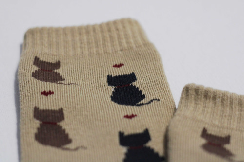 Zimní ponožky s kočičkami - béžové 2