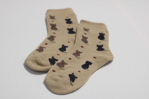 Zimní ponožky s kočičkami - béžové 3