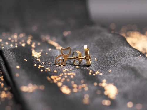 Náušnice Abstraktní kočka - zlaté 2