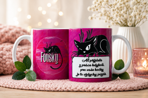 Hrnek růžový Fousky z.s. 1