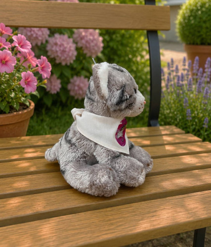 Plyšová kočička sedící 14 cm ECO-FRIENDLY - šedá 2