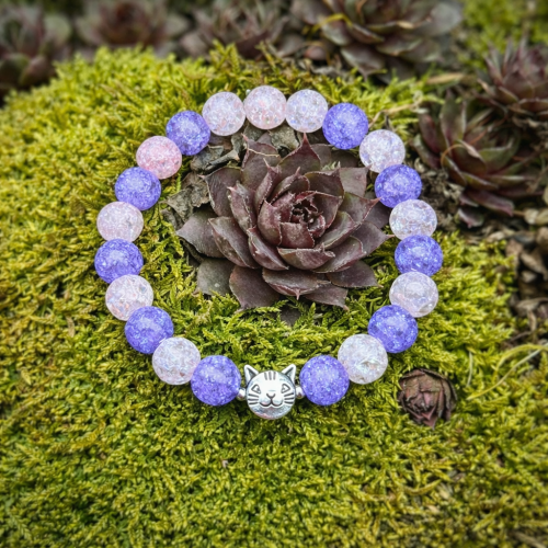 Náramek fialovorůžový - Pomáhám plnit mističku 1