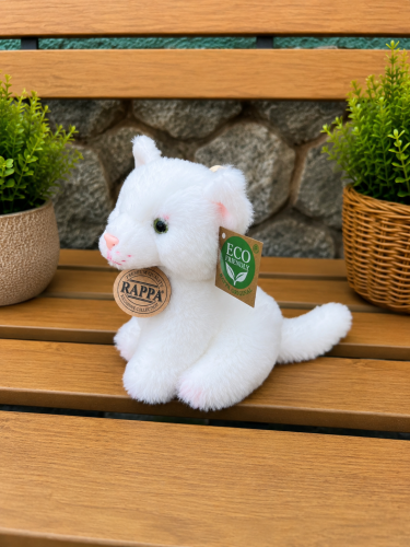 Plyšová kočka 14 cm sedící ECO-FRIENDLY - bílá 3