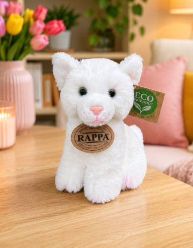 Plyšová kočka 14 cm sedící ECO-FRIENDLY - bílá 1