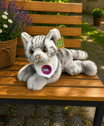 Plyšová kočka šedá 30 cm ECO-FRIENDLY 3