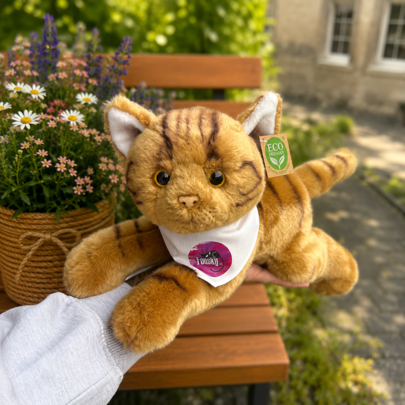 Plyšová kočka hnědá 30 cm ECO-FRIENDLY