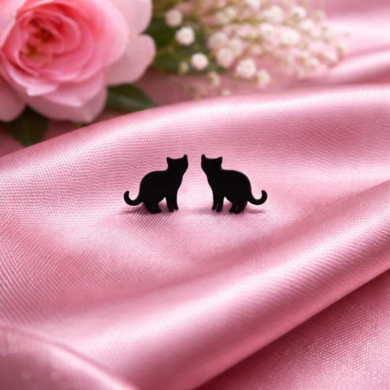 Náušnice z bižuterie - silueta kočky