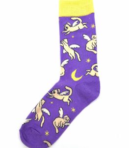 Ponožky s kočičkami - sytě fialové