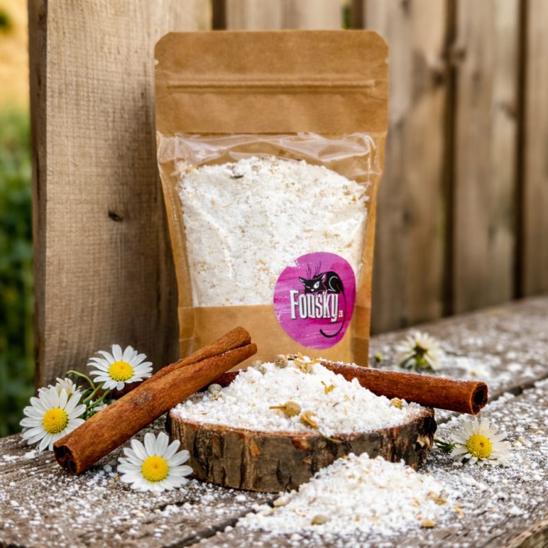 Šumivá sůl do koupele s vůní skořice a heřmánku