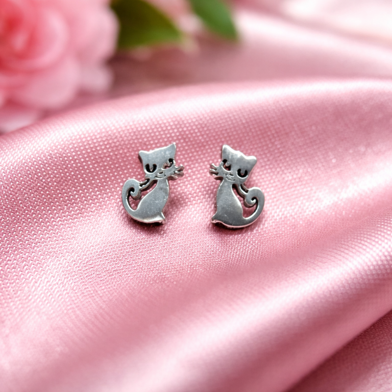 Naušnice stříbrné - kočičí radost