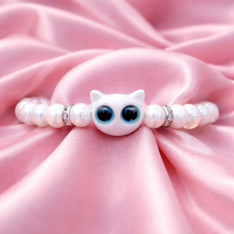 Náramek - Kočička bílá