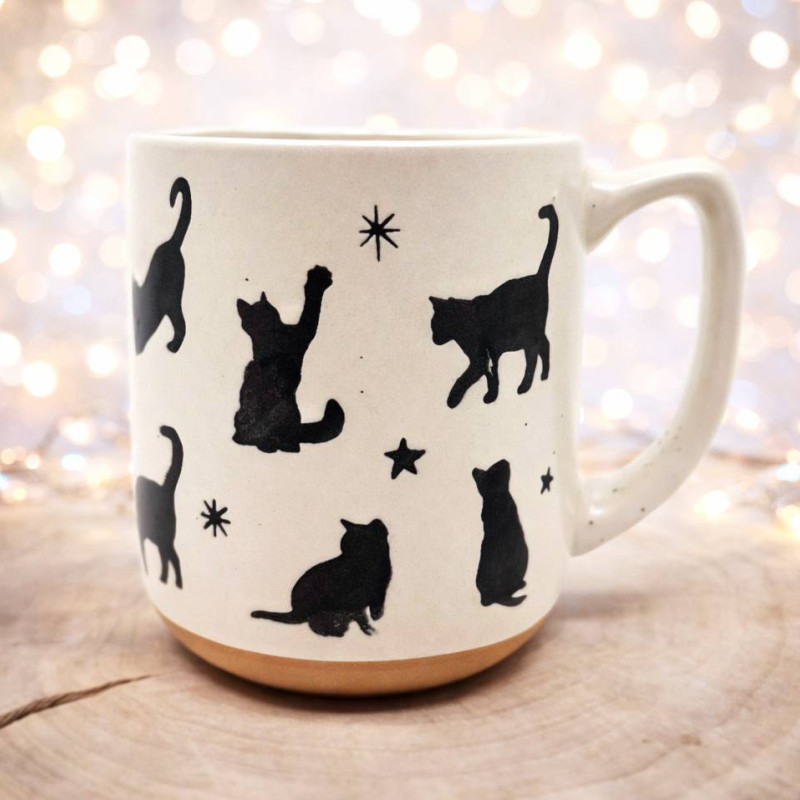 Hrnek s kočičkami - noční obloha