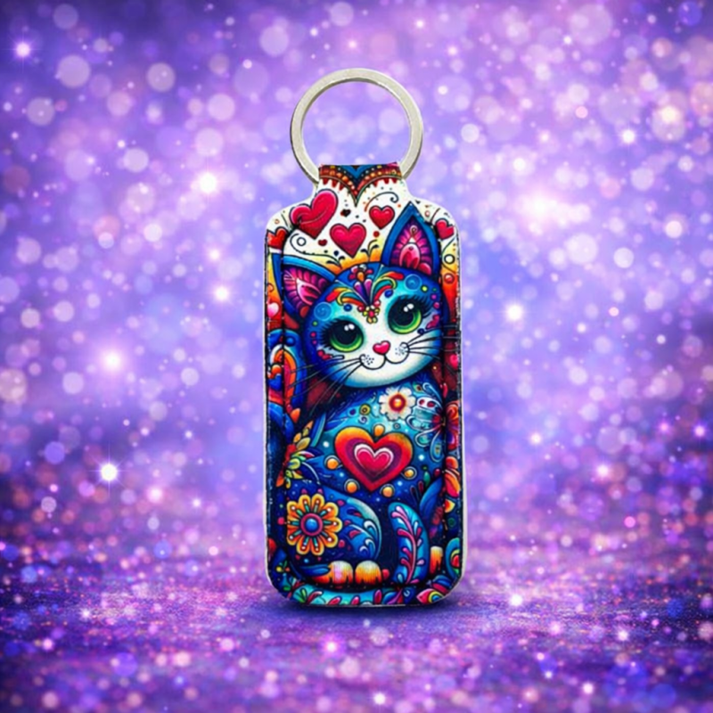 Látková klíčenka - kočičí srdce