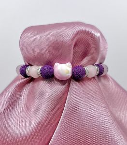 Náramek z minerálů - Kočičí víla růžová