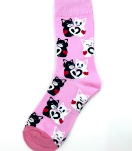 Ponožky s kočičkami - zářivě růžové