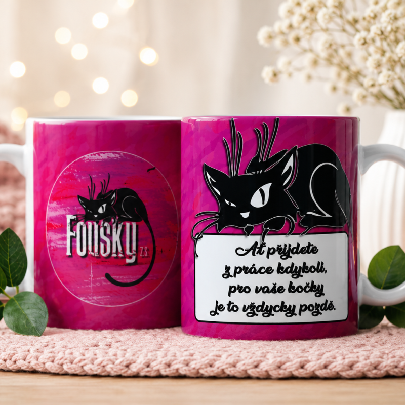 Hrnek růžový Fousky z.s.