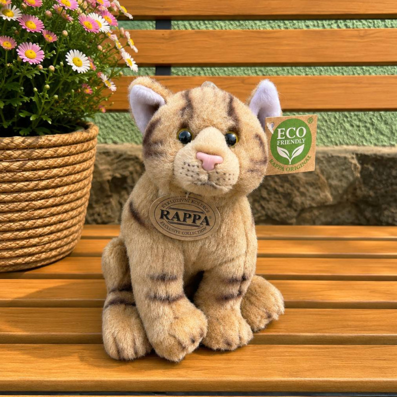 Plyšová kočka sedící 20 cm ECO-FRIENDLY - mourovatá