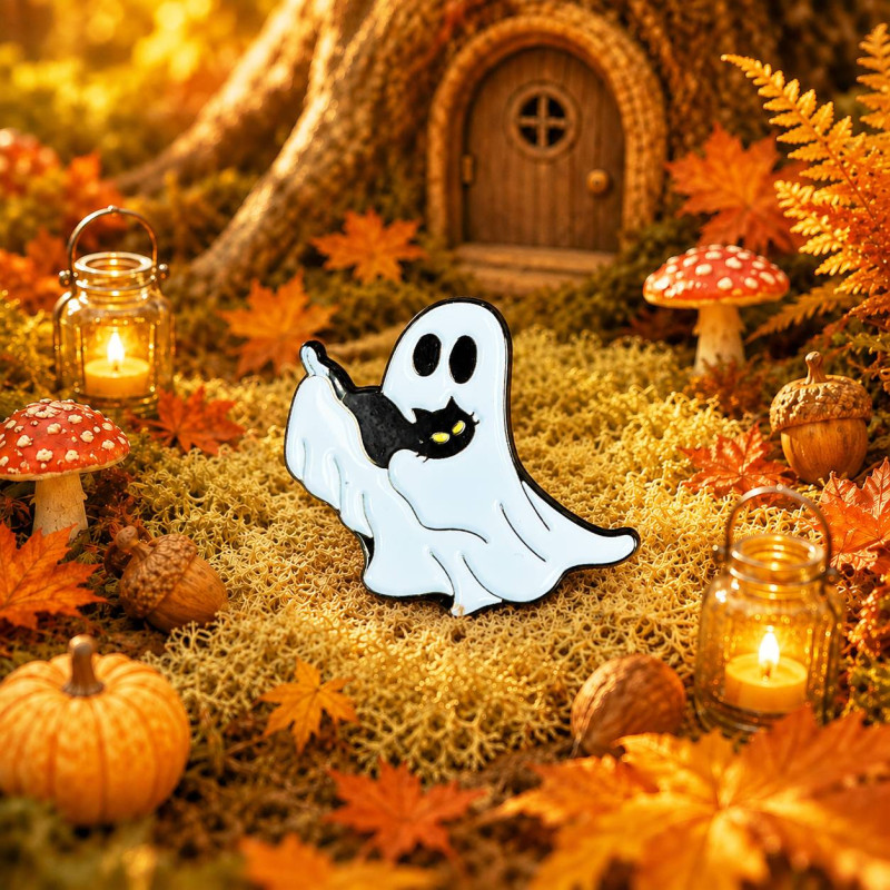 Odznáček s duchem a kočičkou - Pečovatel 👻