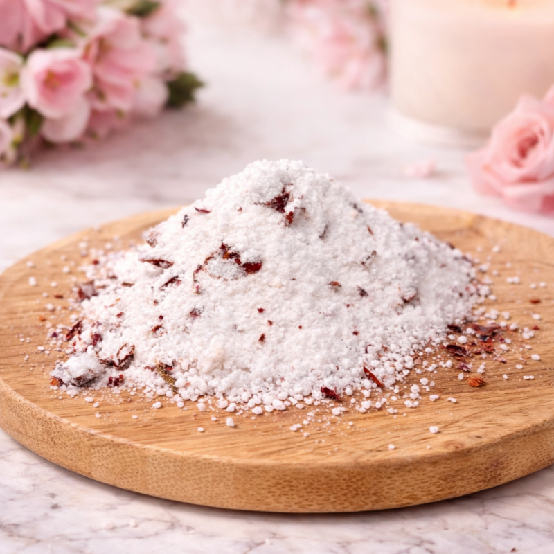 Šumivá sůl do koupele s vůní geránia a růží