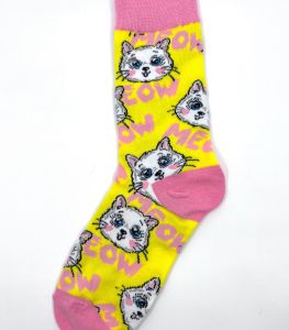 Ponožky s kočičkami  - zářivě žluté