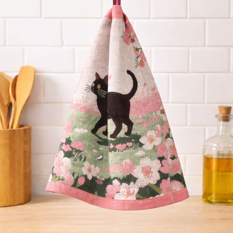 Kuchyňská utěrka - černá kočička