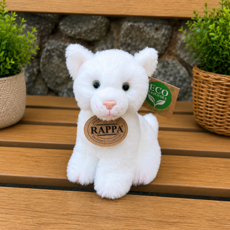 Plyšová kočka 14 cm sedící ECO-FRIENDLY - bílá
