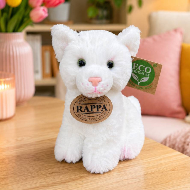 Plyšová kočka 14 cm sedící ECO-FRIENDLY - bílá