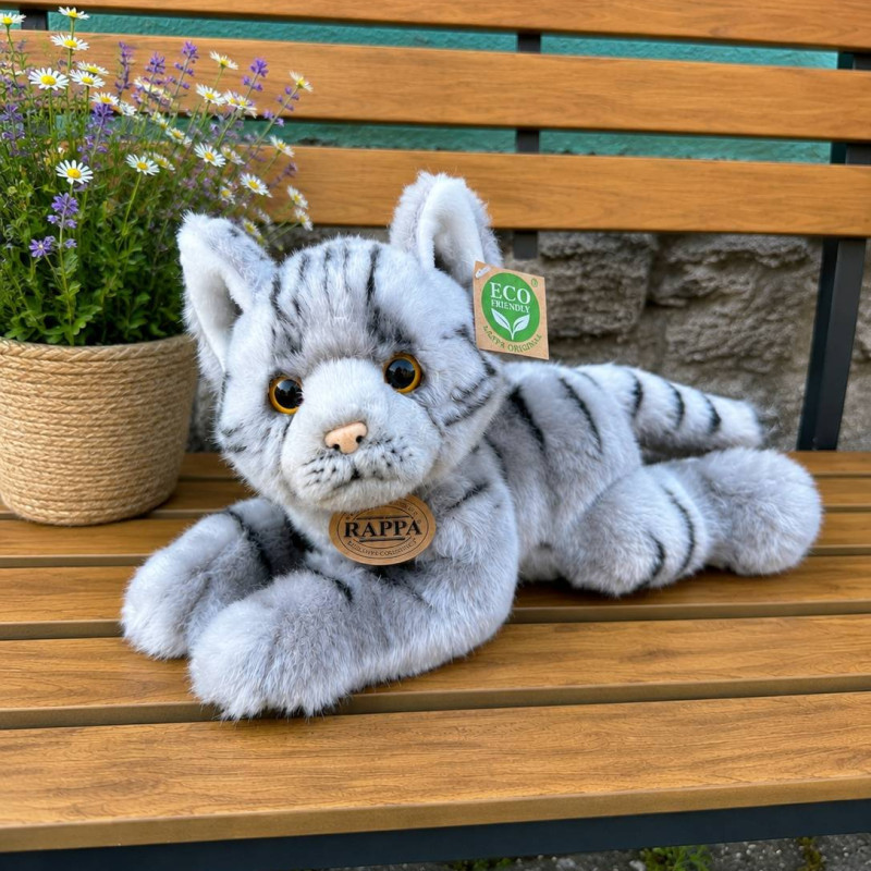 Plyšová kočka šedá 30 cm ECO-FRIENDLY