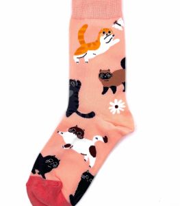 Ponožky s kočičkami - broskvové