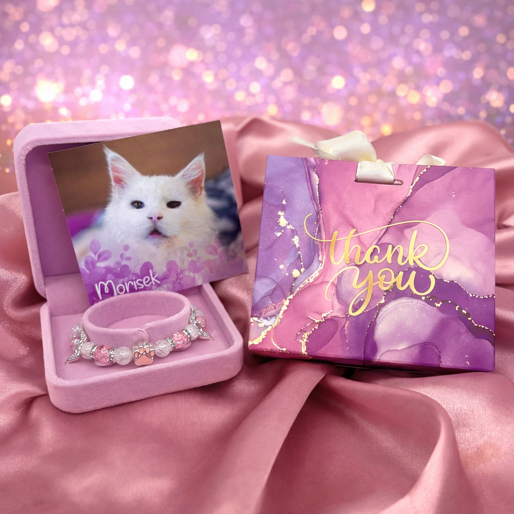 Vzpomínkový náramek kocourka Moríska - růžový 3