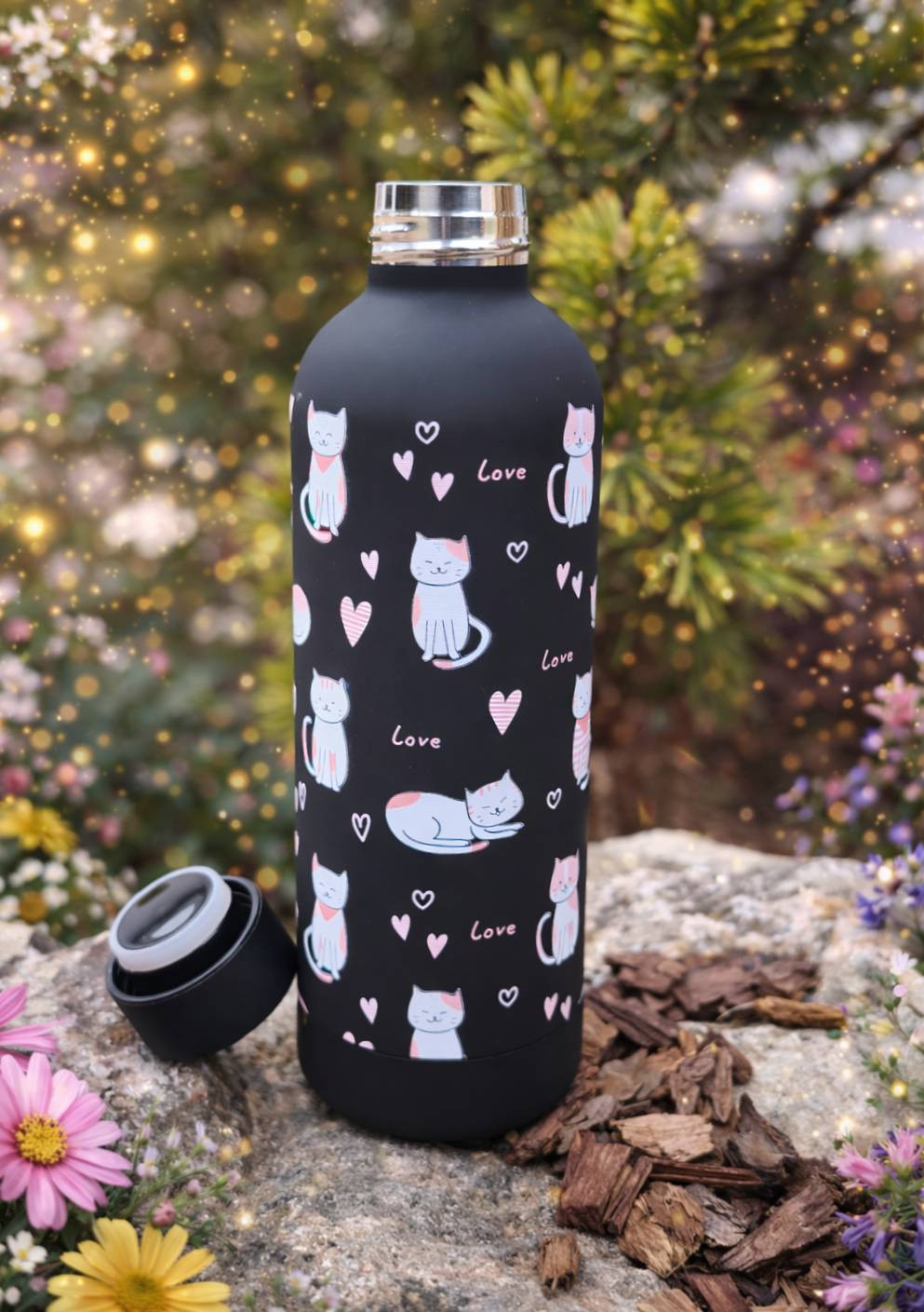 Černá termoska s kočičkami - 500 ml 2