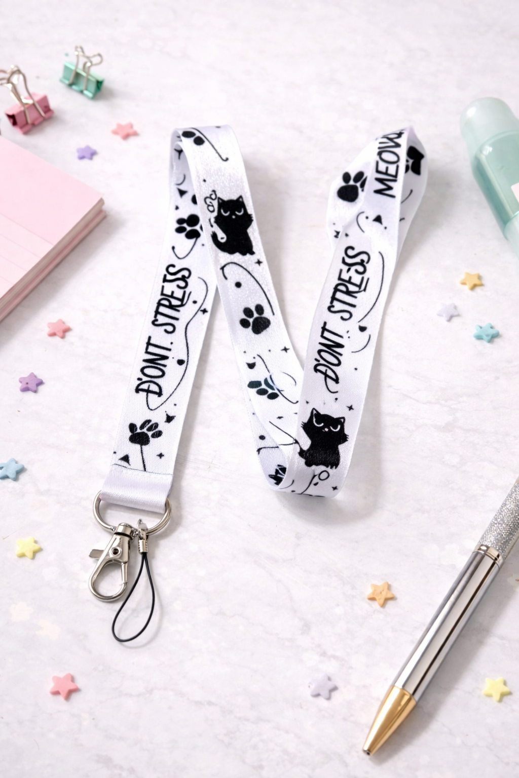 Klíčenka na krk - „Don’t stress, meow“