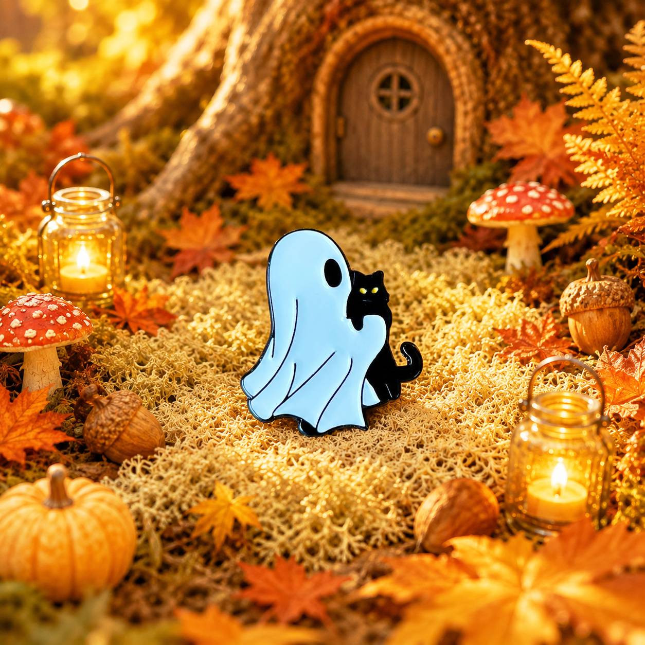 Odznáček s duchem a kočičkou - Ochránce 🔮