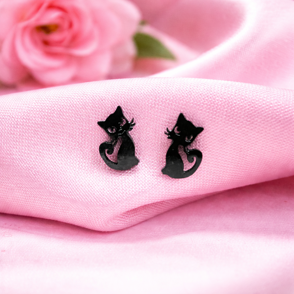 Náušnice černé - kočičí radost