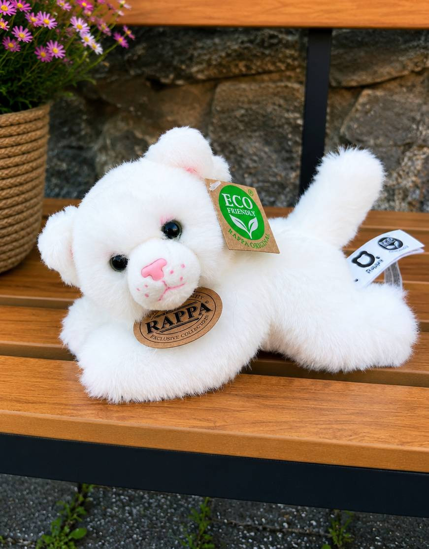 Plyšová kočka ležící 17 cm ECO-FRIENDLY - bílá 2