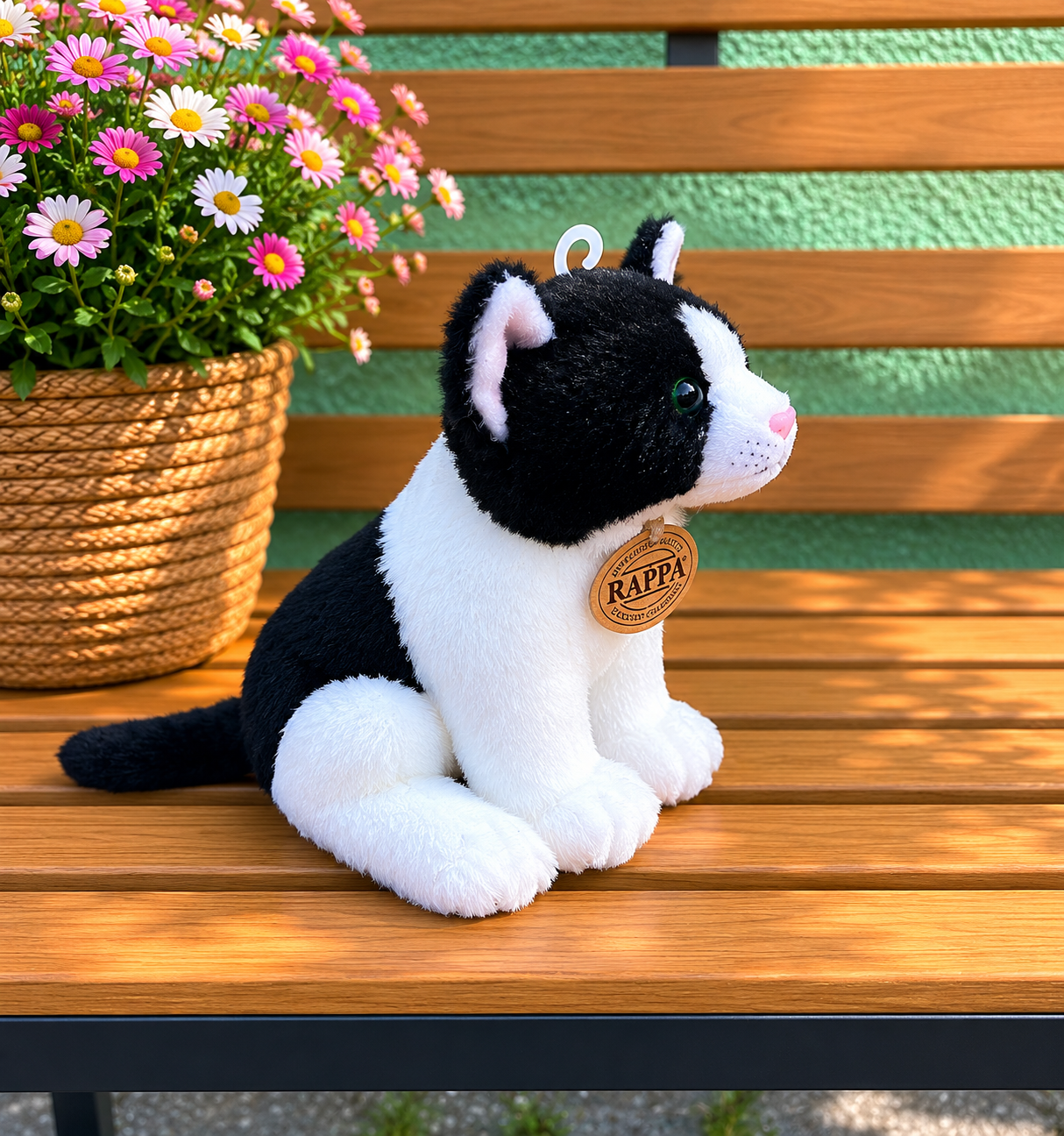 Plyšová kočka sedící 20 cm ECO-FRIENDLY - černobílá 2