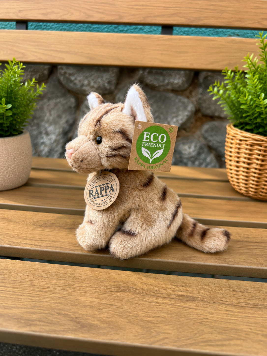 Plyšová kočka 14 cm sedící ECO-FRIENDLY - hnědá 2