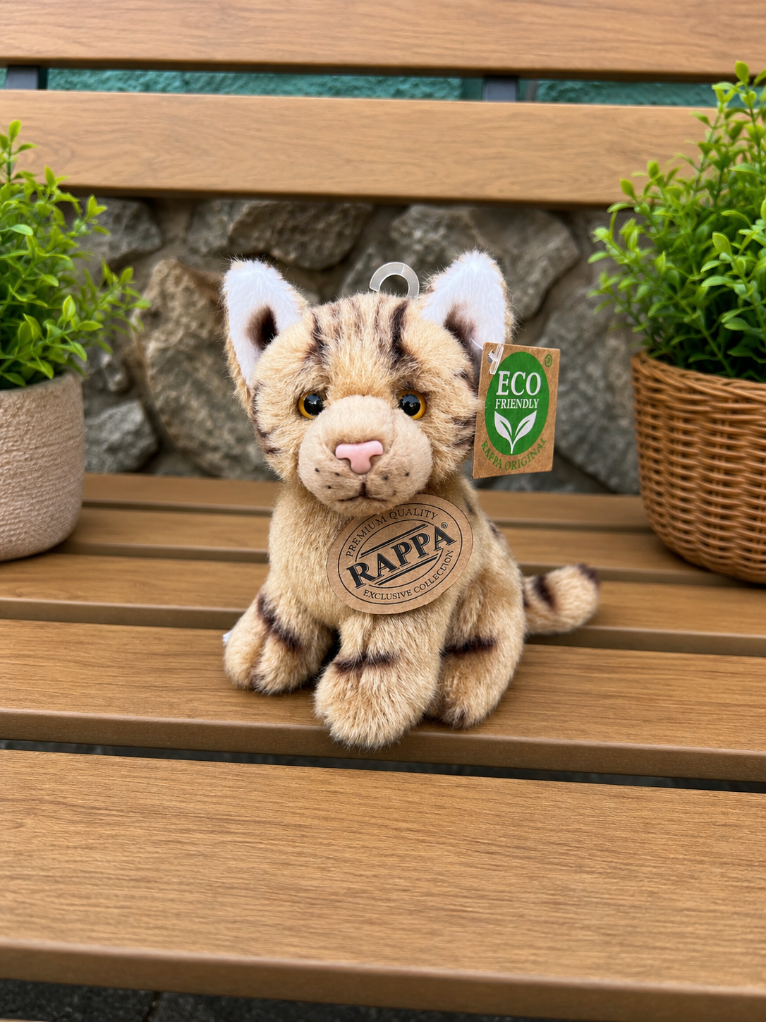 Plyšová kočka 14 cm sedící ECO-FRIENDLY - hnědá