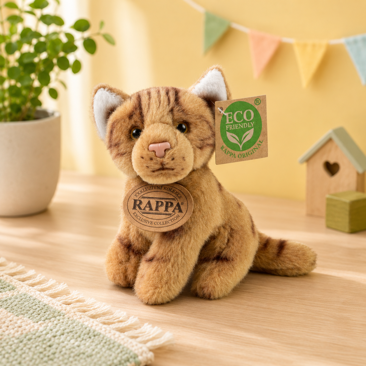 Plyšová kočka 14 cm sedící ECO-FRIENDLY - hnědá