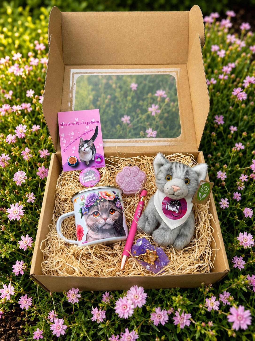 Dárkový box pro holčičky 🌸 se stříbrnou kočičkou 🐾