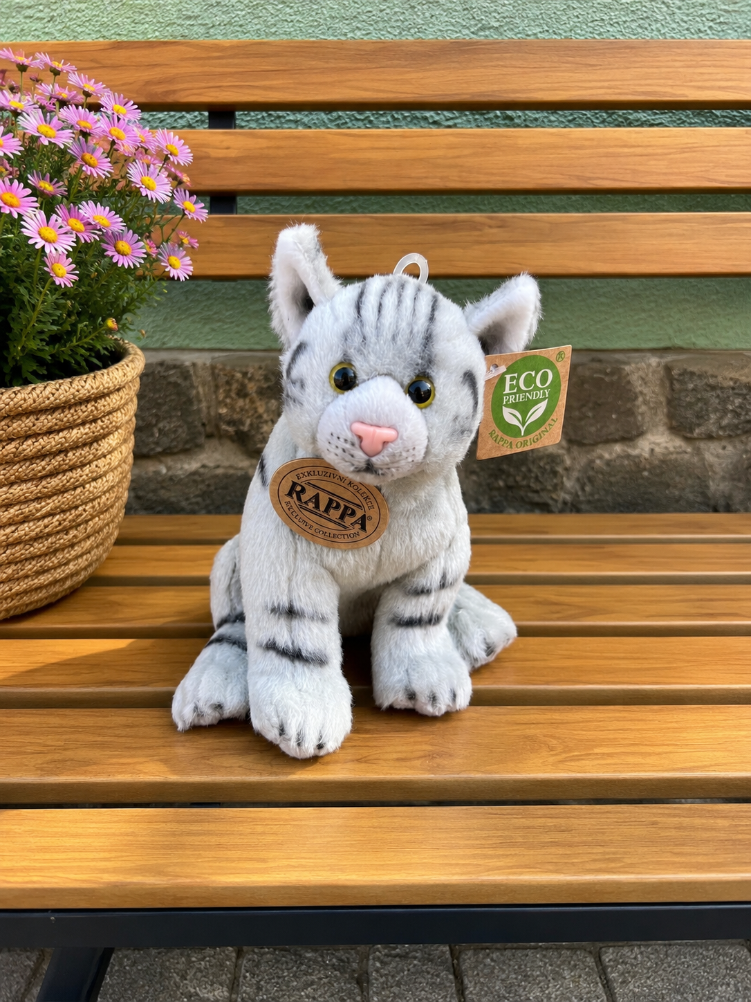 Plyšová kočka sedící 20 cm ECO-FRIENDLY - šedá