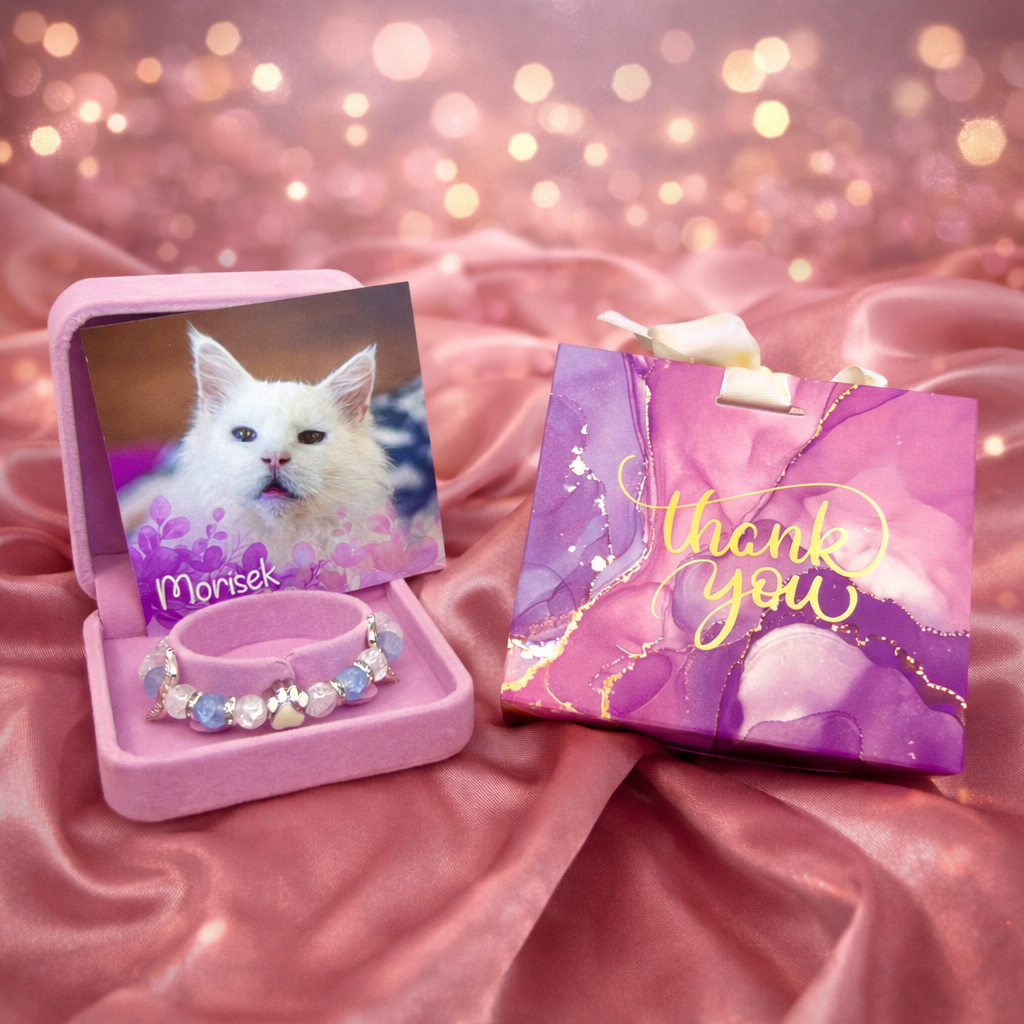 Vzpomínkový náramek kocourka Moríska - modrý 2