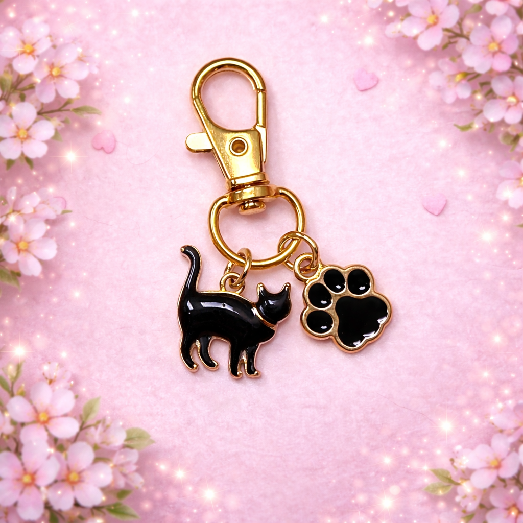 Přívěšek na klíče - černá kočička