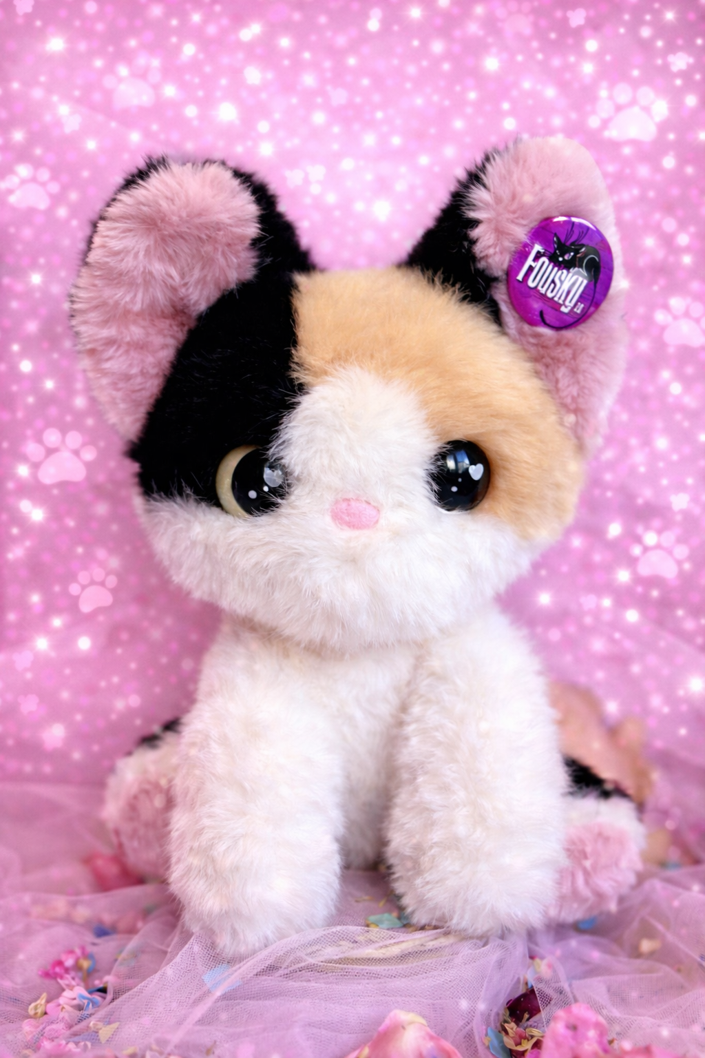 Plyšová kočička - tříbarevná