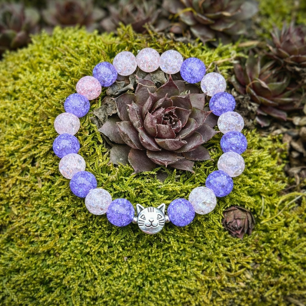 Náramek fialovorůžový - Pomáhám plnit mističku